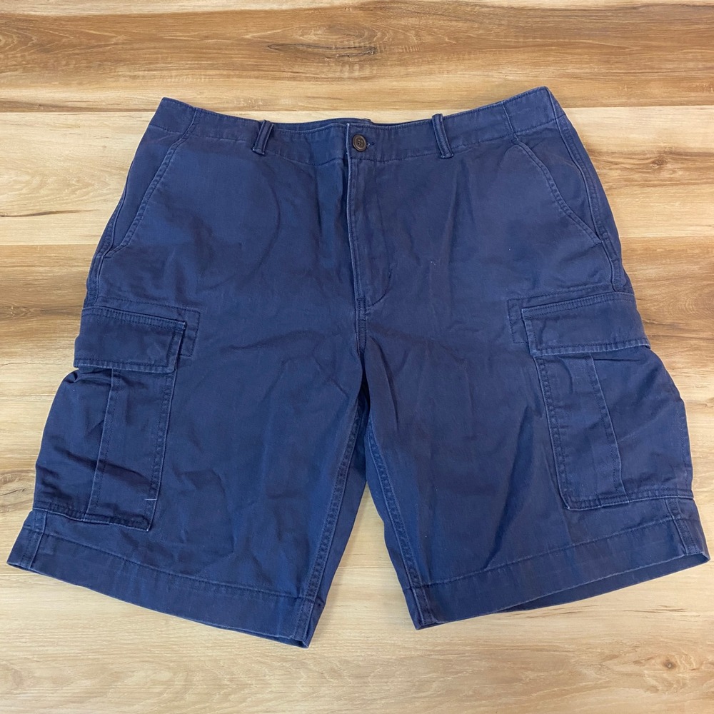 Lands' End Cargo Shorts Mens 38 Blue 100% Cotton Casual Outdoor‎